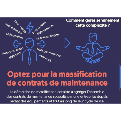 Résumé de l'infographie de notre service de massification des contrats de maintenance IT